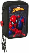 Safta Mokyklinis penalas su priedais Spider-Man Attack Juoda 12,5 x 19,5 x 5,5 cm 37 Dalys