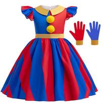Pomni Cosplay Costume Anime The Amazing Digital Circus Cartoon Uniform Hat Gloves Halloween Party for Girls Boys Costumes 4T(110)