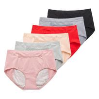 6 vnt./rinkinys Moteriškos menstruacinės kelnaitės Vidutinio juosmens Patogios Su kišene Kelnaitės Periodo šortai L-4XL L gray