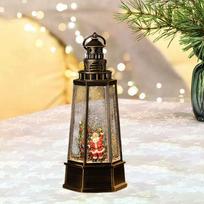 Christmas Snow Globe Lantern Christmas Figurine Music Box Singing Decorative bronza