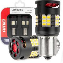 LED lemputės canbus pro series 1156 ba15s p21w r10w r5w 24x3020 smd ventiliatorius baltas 12v 24v amio-03721