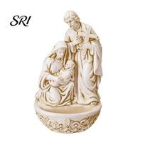 Drėgmės nepraleidžianti Švęsto vandens krikštamotė, Dervos Šv. Juozapo ir Mergelės Marijos su Jėzumi Kristumi figūrėlė, Katalikiškas religinis ornamentų indelis, Dovana biurui, A beige