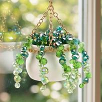 Green Leaf Suncatcher with Hanging Chain Glass Plant Suncatcher for Window Beaded Plant Hanger Kit Indoor Garden Balcony Decor China Mainland