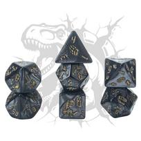 7Pcs Transparent Engraved Dinosaur Dice Set Scratch Resistant Dice for RPG Role Playing Board Game Events A2 white