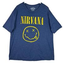 Nirvana Smiley Face T Shirt Men’s XL Blue Yellow Graphic Band Tee 2014 Grunge L yellow