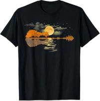Guitar Lake Reflections Love Musician Acoustic Guitar T-Shirt XL