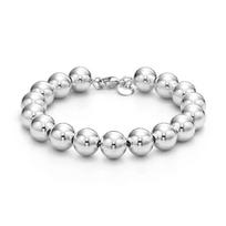 TIFFANY &CO paprasta apvalių karoliukų 925 sidabro apyrankė vyrams ir moterims ta pati stiliaus poros modelis 60154619-Sidabrinė 19,05 cm sidabras