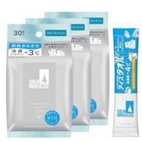 SEA BREEZE Face Body Ice Frozen 30 sheets x 3 packs Large For whole heat & Sheets, Mint, + Sample. size. body, face, sweat, dirt, oil, shine, menthol,