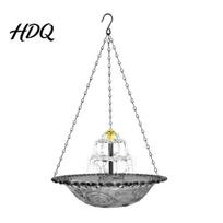 Solar Powered Bird Bath Fountain Cascade Hanging Birdbath Water Metal Chain Outdoor pilka