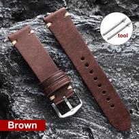 Handmade Genuine Leather Watch Band Brown Black 18/19/20/21/22mm Soft Men's Vintage Bracelet First Layer Cowhide Leather Straps 19mm ruda
