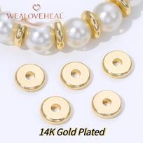 2.5/3/4/5/6/8mm14K Gold Plated Brass Metal Flat Round Beads Spacers For DIY Jewelry Making,Separator For Bead Bracelets Supplies 2.5 mm - 50 pieces