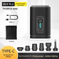 Portable Mini Electric Air Pump with Light - Wireless for Household, Storage, and Outdoor Use white
