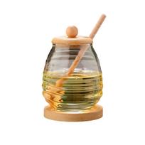 su samtuku ir dangteliu Stiklinis korio formos indas Skaidrus medaus butelis Medaus puodas Vestuvės 400ml