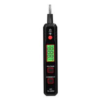 LCD ekranas elektrinis bandymo rašiklis AC12-300V įtampos testeris, veikiantis / nulinio laido detektoriaus kabelio lūžio taškas juoda