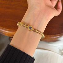 Zir*****val ball light citrine bracelet, medieval vintage temperament bracelet, retro high-end jewelry.