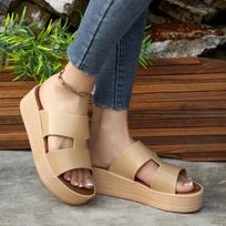Fashion Ladies Fashion Slippers Mid Heel Anti-slip Round Head Shoes for Women Sense of Luxury Open Toes Comfortable 36-37 abrikosas