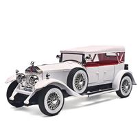 1/24 1925 m. „Rolls Royce Phantom I“ prabangus automobilis, lydinio liejimo modelis su garsu ir šviesa, klasikiniai aukštos simuliacijos ekrano papuošalai balta