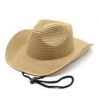 Western Cowboy Hat Foldable Men'S Ladies Straw Hat Beach Visor Big Edge Hat Summer Hat With Windbreak Cord M（56-58cm） chaki