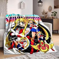 1 vnt. Sailor Moon pledas Minkštas šiltas visų sezonų užtiesalas sofai, lovai, automobiliui, biurui Ryškiaspalvis dizainas, patvarus ir jaukus dovanų 80cm×120cm gray
