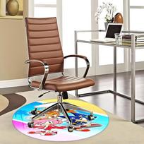 1pc Sonic, Tails & Amy: Anime Cartoon Design Round Carpet  Office Chair Mat, NonSlip Rug for Home Decor 80cm