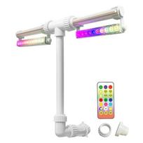 Lauko baseino fontanas su 7 spalvų LED apšvietimu, reguliuojamu dvigubu purškikliu, baseino vandens fontanas, baseino krioklio purkštuvas, aušintuvas virš žemės ir įgilintiems baseinams balta