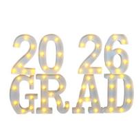 8/9 vnt. 2026 m. laipsnio šviečiantis raidės ženklas LED markizės raidės šviesa Maitinama baterijomis Darželio, vidurinės mokyklos, koledžo išleistuvių vakarėlio dekoras A balta
