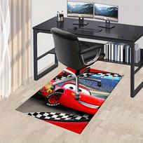 3D Printed Piston Cup,Lightning McQueen,Checkered Flag Anti-Slip Rug - Machine Washable Office Rug for Living Room, Bedroom, Office - Multiple Sizes 60cm by 90cm
