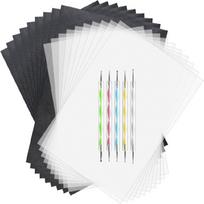 150Pcs Black And White Carbon Transfer Tracing Paper Pack With 5 Dotting Tools For Tracing on Paper Wood Fabric Canvas 1