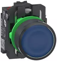 Schneider Electric Harmony lempos mygtuko rinkinys iš plastiko su LED ir plokščiu mygtuko paviršiumi, spyruoklinis grąžinimas, mėlynas 24VAC/DC