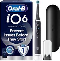 „Oral B iO6“ elektrinis dantų šepetėlis – juodas – 2 šepetėlių galvutės, aukščiausios kokybės kelioninis dėklas