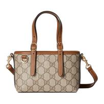 GUCCI GG emblemos dengtas audinys su odos rankinė Mini Moteriška Smėlio spalvos Dvigubas derinio rudas Basic Set (Bag + Dustproof Bag)