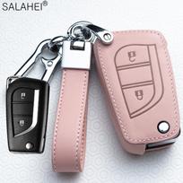 Leather Car Key Case Cover For Toyota Prius Camry Corolla C-Hr Chr Rav4 Prado Auris Avensis Land Cruiser 200 Prado Crown Revo