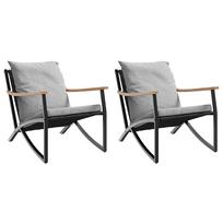 Garden Chairs with Cushions 2 pcs Black Steel