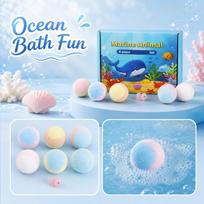 Marine Animal Bath Bomb Set 6 Pieces Bath Salt Balls with Hidden Toy Surprises for Kids and Adults Relaxing Bath Time Fun One Size blue