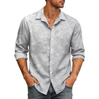 Men's Loose Fit Long Sleeve Shirt Classic Collar Casual Vintage Style Button Down Shirt Suitable for Daily Work Outdoor Breathable Fabric L smėlis