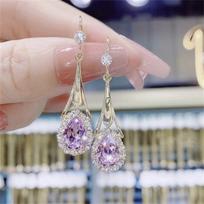 Trendy Zircon Waterdrop Shaped Drop Earrings For Women Girls Luxury Crystal Teardrop Dangle Earring Bridal Wedding Party Jewelry