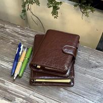 A7 Retro Brown Shiny With 40 Sheets Inner Page PU Clip-on Notebook Faux Leather Loose Leaf Notebook (as the picture,A7) gray