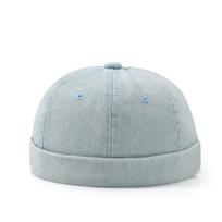 Retro Denim Docker Cap Brimless Hat Skullcap Solid Color Sailor Cap Beanie Hats Men Women Bucket Cap Adjustable Gua Skin Hat