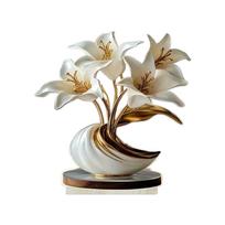 Akrilinės gėlės sienos meno dekoras Elegantiškas 2D gėlių kabantis ornamentas svetainei, miegamajam, biurui, dovana (WHITE,15cmx15cm) balta