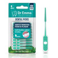 100 vnt. dantų krapštukų Mėtų skonio su minkštais guminiais šereliais kasdienei burnos priežiūrai Mint Soft Gum Toothpicks blue