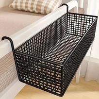 Iron Bedside Storage Basket Space-saving No Drilling Hanging Wire Basket Large Capacity Bed Bedside Shelf Holder Baby Bed Rails juoda