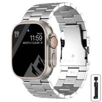 Luxury Titanium Strap for Apple Watch Ultra 49mm 45mm 44 42mm Ultra2 Business Bracelet Wristband for iWatch Series 9 8 6 7 5 4Se for Apple Watch 45mm sidabras