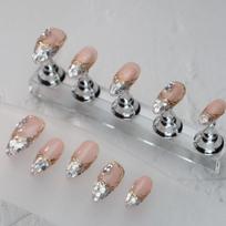 Handmade Almond Shape Press-On Nails Pink Glitter French Tip Nail Art Women Sweet Chic Thin Invisible Fit L Includes 3-piece set nail art tools kit