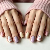 24 Pieces Of Manicure Taro Milk Yellow Light Pink Color Matching Gentle Love Flower Short Square Wearing Armor Jelly glue + rubbing strips*3pcs