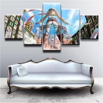 Drobės paveikslai Namų dekoras Tapyba 5 vnt. Attack On Titan Animacija Sienos meno atspaudai Plakatas Viešbučio Modulinis Svetainės Rėmas 40x60cm*2  40x80cm*2  40x100cm*1 gray