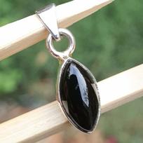 Black Onyx Gemstone Marquise Pendant, Crystal healing pendant, Reiki Pendant, Designer Pendant, Gift For her, Silver Jewelry, Bezel Pendant
