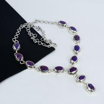 Violetinis Turkio Akmuo Rankų darbo 925 Sterlingo Sidabro Vėrinys, Violetinis Turkio Sidabro Vėrinys Žmonai, Unisex Vėrinys, Gimtadienio Dovana Meilei 20" violetinė
