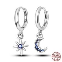 New 925 Sterling Silver Earrings For Women Luxury Rose Gold Color Heart Star Moon Earrings Fine Birthday Wedding Jewelry Gifts