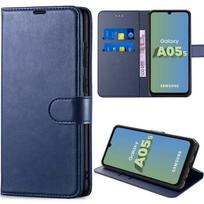 Case for Samsung Galaxy A05s, Navy Blue, Shockproof Protection in PU Leather and TPU Interior with Card Slots (not for A05) mėlyna