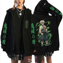 Anime Demon Slayer Vėjo Hašira Shinazugawa Sanemi Merch Užtrauktuku užsegamas džemperis Vyrams Moterims Drabužiai Animacinis Oversized Užsegamas švarkas S